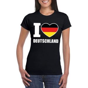 Zwart I love Deutschland supporter shirt dames - Duitsland t-shirt dames XS