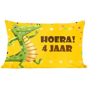 Sierkussens - Kussentjes Woonkamer - 50x30 cm - Verjaardag cadeau - Kind - 4 Jaar - Dinosaurus