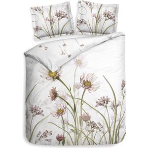 Heckettlane Dekbedovertrek Floriana - Bedlinnen met Bloemen print - 200x220 - Natural - Dekbedhoes van 100% Katoen-Satijn