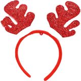 Kerst diadeem/haarband - rendier geweiï¿½- rood/groen - 19 x 22 cm