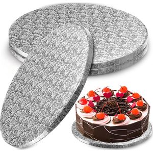 Belle Vous Zilver Ronde Cake Borden (3 Pak) - 35 cm, 13 mm Dikke Verwijderbare Cakeborden - Kartonnen Cake/Pizza Cirkels met Professionele Rechte Randen