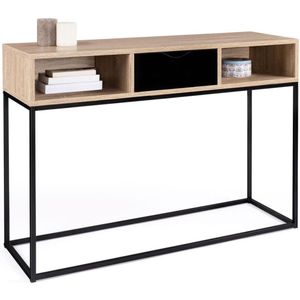 Console met 1 lade, zwart, Boston met opbergvakken, industrieel design