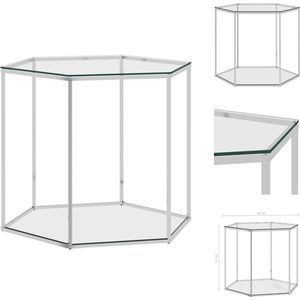 vidaXL Salontafel - RVS en Glas - 60 x 53 x 50 cm - Duurzaam - Tafel