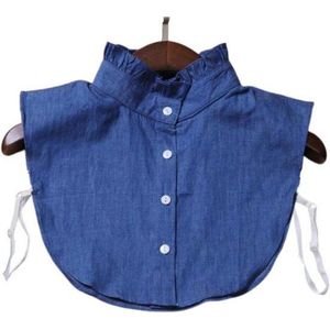 Losse denim / jeans kraag blauw katoen met opstaand boord rouches / roezels - Blouse kraagje - Nep los kraagje | Ruches | Verstelbaar | DH collection