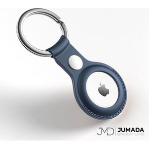 Jumada's Apple Airtag Sleutelhanger - Leren Hanger - Beschermhoesje - Siliconen Airtag Hoesje - Blauw