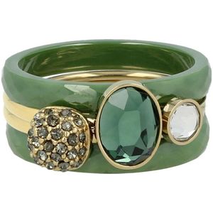 My Bendel - ringenset - groen keramiek - steen - Ringenset groene stenen met keramieken ringen - Met luxe cadeauverpakking
