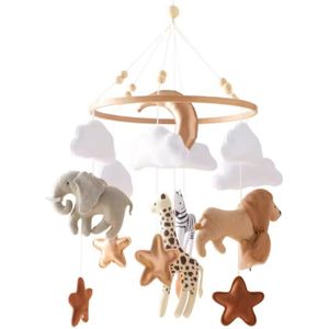 Luxe Baby Mobiel Safari Vilt – Absolute Eyecatcher! - Stijlvol Boxmobiel – Vilt Mobiel Babykamer – Babyshower Cadeau Babymobiel – Wieg Mobiel – Perfect als Kraamcadeau