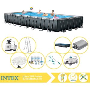 Intex Ultra XTR Frame Zwembad - Opzetzwembad - 975x488x132 cm - Inclusief Onderhoudspakket, Filterbollen, Onderhoudsset en Luxe Zwembad Stofzuiger