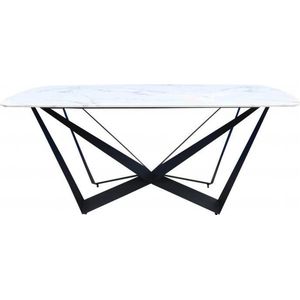 OHNO Furniture Gouda Eettafel - Tafel, Marmer, RVS, Zwart, Blauw