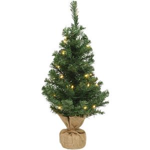 Everlands Kunstkerstboom - mini - groen - met verlichting - 75 cm - kerstboom