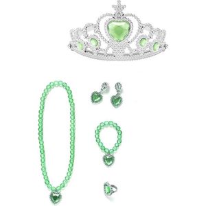 Het Betere Merk - prinsessen speelgoed - groene tiara / kroon - juwelen - voor bij je prinsessenjurk - verjaardag meisje