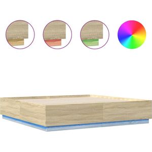 vidaXL - Bedframe - met - LED-verlichting - sonoma - eikenkleurig - 180x200 - cm