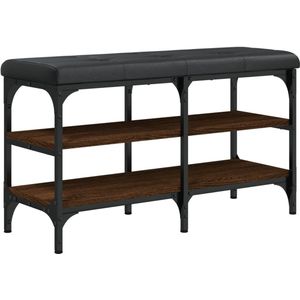 The Living Store Schoenenbank 82x32x47 cm bewerkt hout bruin eikenkleur - Schoenenbankje - Schoenenbankjes - Halbankje - Opbergbankje