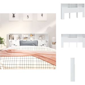 vidaXL Hoofdbordkast - Hoogglans wit - 180 x 19 x 103.5 cm - Bewerkt hout - Bedonderdeel