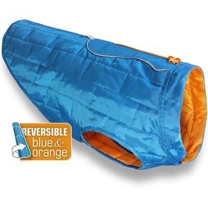 Thermo Warme Jas voor Honden - Reversible, Waterafstotend & Wasbaar - Kurgo Loft Jacket - in 4 kleuren in maten XS tot XL - Maat: Blauw/Oranje, Kleur: Small