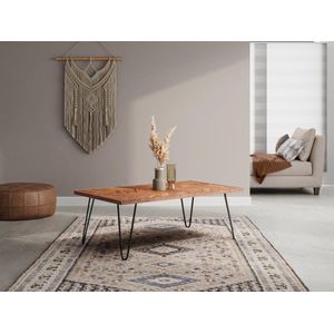 Salontafel van sheeshamhout en metaal - Natuurlijk en zwart - CARANA L 120 cm x H 45 cm x D 60 cm