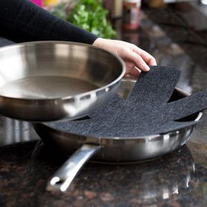Premium pannenbeschermers vilt 5-delige set voor pan en pot - stapelbescherming ook als pannenbeschermer - 32 cm pannenbescherming zwart