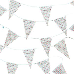 BINK Bedding Stoffen Slinger - Vlaggenlijn Birdie model XL (7.5 mtr, 15 vlaggetjes) - slinger van stof - katoen - feest - decoratie - party - kinderkamer decoratie - vlaggenlijn van stof - handgemaakt & duurzaam