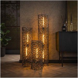 Grote Vloerlamp in Zwart Nikkel - Weaver Cylinder XL - Vloerlampen - 25x25x122 cm - Modern Design - Stijlvolle Verlichting - Sfeerverlichting - Geschikt voor Woonkamer - Eyecatcher met Cilindrische Vorm