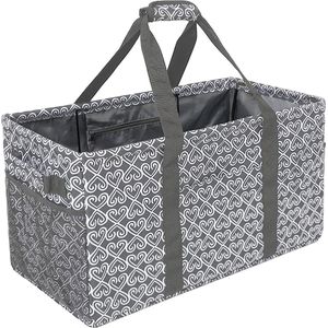 50 liter boodschappenmand, opvouwbaar, groot, voor dames en heren, draagtas met inklapbaar stalen draadframe, boodschappentas, wasmand, opvouwbaar, voor winkelen, vakantie, picknick, wassalon