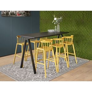 Bartafel Victory breed 120CM kleur frame Zwart (RAL9005) kleur blad Logan eiken