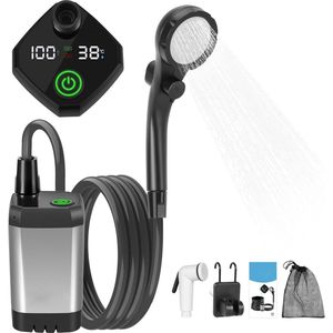 PolkaHome® Draagbare Camping Douche Batterij met Pomp, Camping Douche met Oplaadbare 4500 Mah Batterij, Mobiele Douches met Douchekop, voor Camping Reizen Tuin Wandelen Auto Wassen