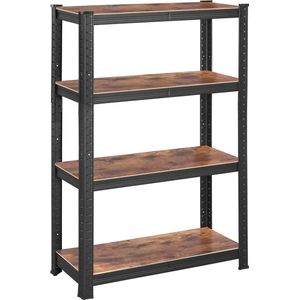 Staande Boekenkast met Verstelbare Planken - Vintage Bruin & Zwart - Opbergrek voor Keuken en Woonkamer