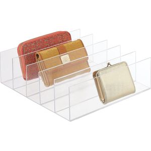 Clutch Organizer – praktische handtassen opbergen met 5 vakken voor clutches, portefeuilles, kaartenetuis enz. – portemonnee houder van kunststof – doorzichtig