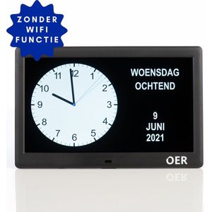 OER Dementieklok (Zonder Wifi Functie) - Extra Groot 10 Inch Scherm - Digitaal & Analoog - Senioren Kalenderklok - Alzheimerklok met Medicijn herinnering - Dementie Klok met Dag en Datum