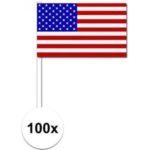 100x Amerikaanse zwaaivlaggetjes 12 x 24 cm