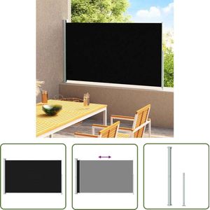 The Living Store Tuinscherm uittrekbaar 200x300 cm zwart - Zonwering - Windscherm - Buitenschilderij - Terrassenscherm - Privacy Screen