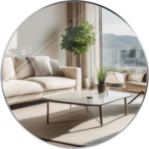 CLP Elsie Wandspiegel - Rond - Diepte lijst 3 cm - ideaal voor woonkamer, slaapkamer of badkamer - zilver XL