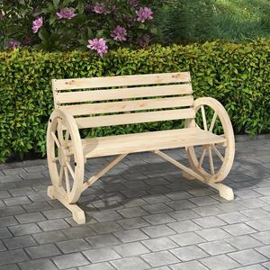 Sweiko Tuinbank - Ontworpen op wielen - 2 Zits - Natuurlijk hout - 105.5 x 56 x 79 cm - Natuurlijk