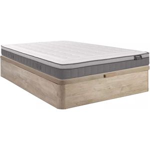 Vente-unique Set 160 x 200 cm bedbodem met opbergruimte, licht naturel + matras met pocketveren met 7 zones en vormgeheugen van 30 cm dik - ASGARD van YSMÉE L 200 cm x H 30 cm x D 160 cm