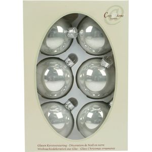 Cosy & Trendy Kerstballen - 6 stuks - zilver wit - glas - 7 cm