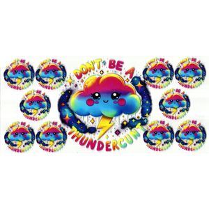 UV DTF cup wrap sticker - stickers - beker - cup - koffie - drinkbeker - sticker - wolkje - donder wolkje - wolk - uv sticker - hobby - stikker - zelfklevende sticker - leuk voor op drinkbeker - beplakken op alle objecten - leuk voor op je koffer
