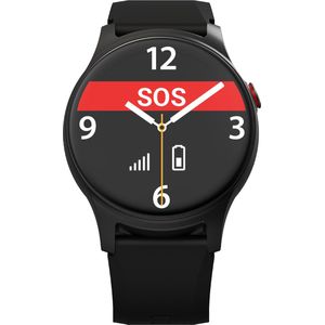 James R8 - Zwart persoonlijk alarm / Valalarm / Alarmerings horloge met Alarmknop - hartslag horloge - Met GPS tracker en WiFi - Alarm met Belfunctie en App - Klok analoog en digitaal