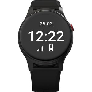 James R8 - Zwart persoonlijk alarm / Valalarm / Alarmerings horloge met Alarmknop - hartslag horloge - Met GPS tracker en WiFi - Alarm met Belfunctie en App - Klok analoog en digitaal