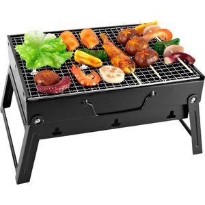 Luxiba - Houtskoolbarbecue, klapgrill, tafelgrill, draagbare reisgrill, outdoor, picknick, campinggrill, 35 cm x 27 cm x 19,5 cm