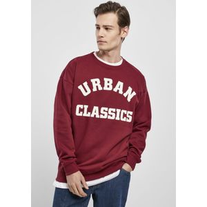 Urban Classics - College Print Sweater/trui - M - Bordeaux rood