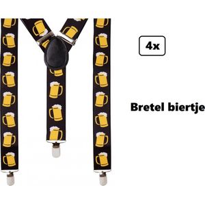 4x Bretel biertje zwart 35mm - Bier feest | Vrijgezellen avond | Apres ski | Festival | bretels | fun |Oktoberfeest |