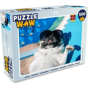 Puzzel Hond - Grappig - Zonnebril - Kinderen - Jongens - Meisjes - Kindje - Legpuzzel - Puzzel 500 stukjes