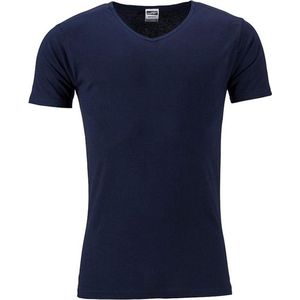 James and Nicholson Heren Slim Fit V Hals T-Shirt (Marine)