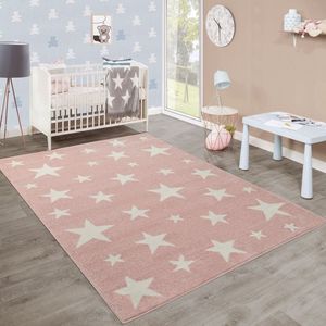 Paco Home Vloerkleed Kinderkamer, Moderne Kinderkamer Vloerkleed In Pastelkleuren Met Stermotieven 200x280 cm