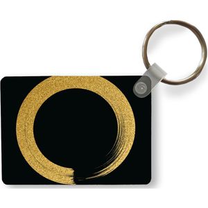 Sleutelhanger - Cirkel van gouden glitter op een zwarte achtergrond - Uitdeelcadeautjes - Plastic