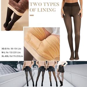 Dames warme fleece nep doorschijnende panty leggings hoog getailleerde panty winterpanty voor dames 220 g-300 g