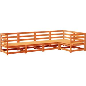 vidaXL Loungeset - Loungesets - Tuinset - Tuinbank - 5-delige Loungeset massief grenenhout wasbruin