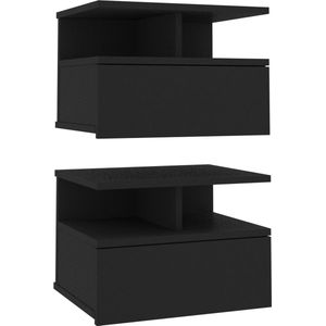vidaXL - Nachtkastjes - 2 - st - 40x31x27 - cm - bewerkt - hout - zwart
