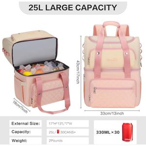Dubbel Dek Koelrugzak - Zachte Koelbox - Stijlvolle Koeltas - Grote Geïsoleerde Picknicktas - 25 Liter