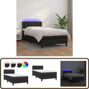 vidaXL Boxspring met LED zwart 100x200 cm Boxspring - Led Bed - Vlinder Bed - Slaapcomfort - King Size Bed